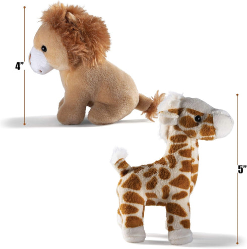 Set 5 3-5+ PREXTEX Safari Friends Stuffed Animal Gift - Small Plush (Giraffe, Tiger, Lion, Polar Bear, Elephant) Zoo