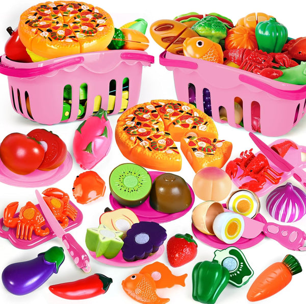 100 Pcs Play Food Set for Kids Kitchen, Pretend Food Toy for