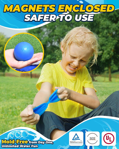 SOPPYCID Reusable Magnetic Water Balloons, Quick Fill Self Sealing Water Bombs for Kids Adult Water Polo Fight Games