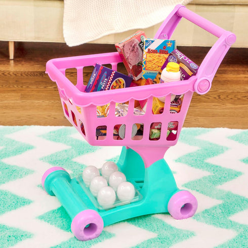 Set 3+ Battat Play Circle Shopping Cart & Grocery for Kids Toy Food Play Kitchen Pretend Play Years