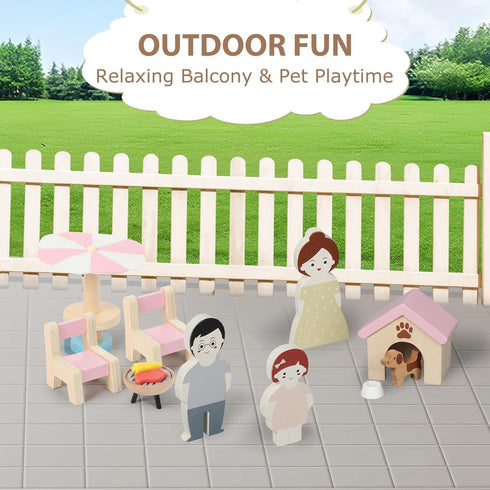 Set, 7 3 Set Set, Pithfor Wooden Dollhouse Furniture Dollhouse Accessories and Furniture, with Rooms Dolls, Includes