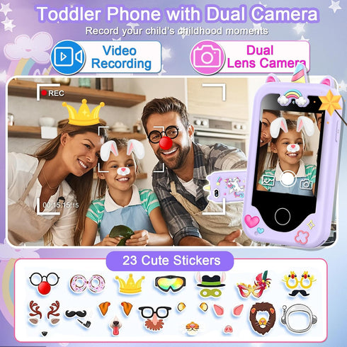Kids Smart Phone for Girls, Christmas Birthday Gifts for Girls Age 3-10, 2.8" Touchscreen Toddler Learning Play Toy