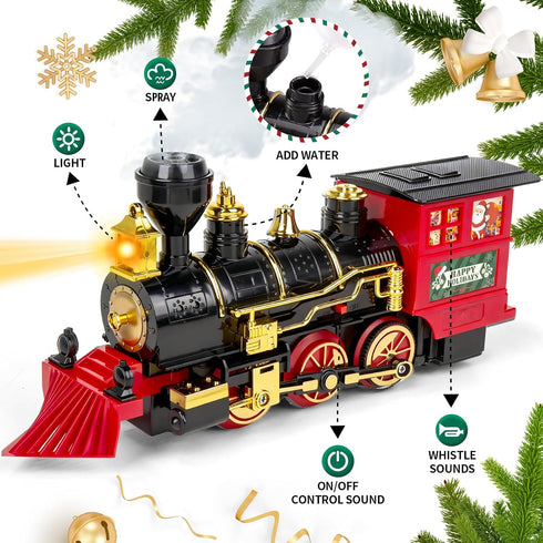 Sets Set 4 5 6 7 8 AuroTops Christmas Train for Around The Tree,Kids Train Steam Trains for Boys Girls,Sounds & Lights