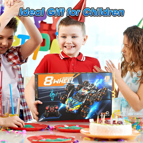 8WD 6-12 ADUSRIZ Gesture Sensing Road Stunt Car, Remote Control Cars with LED Light, Music and Spray, Drift RC Car Toys