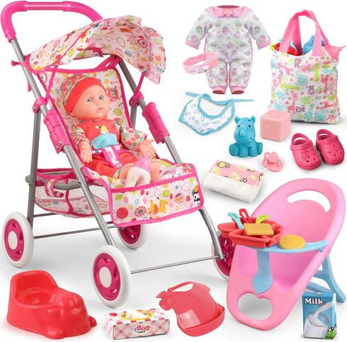 Baby Doll Stroller Set Toys for Girls Toddlers 3-5 4-6 Gifts,Baby Doll