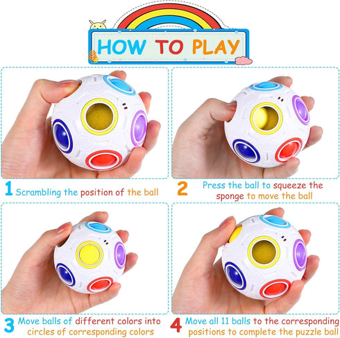 12 Pack 2 Rainbow Puzzle Magic Ball With Pcs Pouches - Fidget Toy for Boys and Girls, Speed Cube, Funny Stress Reliever
