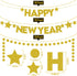 KatchOn Gold Happy New Year Banner - Pre-Strung 10 Feet Banner, 13 Feet Garland for 2025 Party Supplies