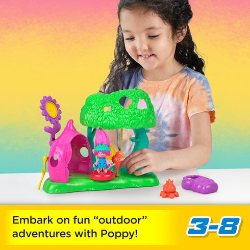 Fisher-Price Imaginext DreamWorks Trolls Flower Fun Campsite Playset with Poppy Figure for Kids Ages 3+