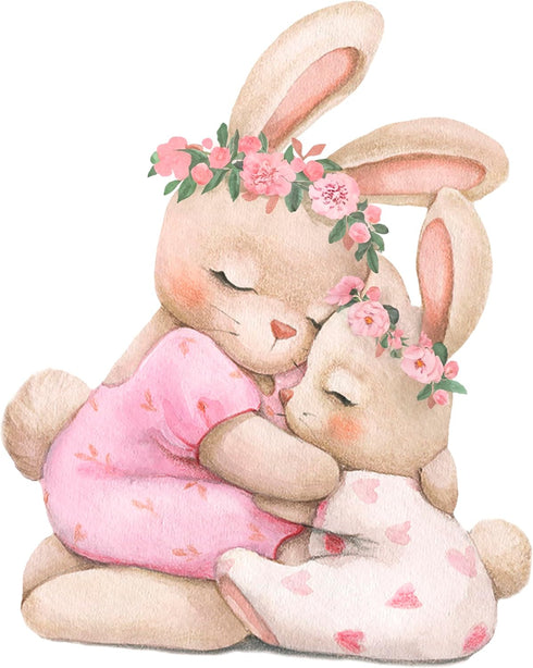 Mamarons Pink Bunny Nursery Wall Decals-Baby Girl Room Rabbit Wall Decor, Animal Stickers for Kids Playroom, Toddler