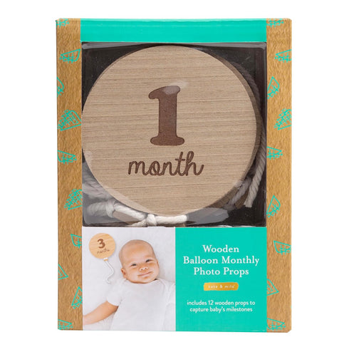 Kate & Milo Baby Monthly Milestone Marker Discs, Reversible Photo Props, Growth Cards, 1-12 Months, Gender-Neutral