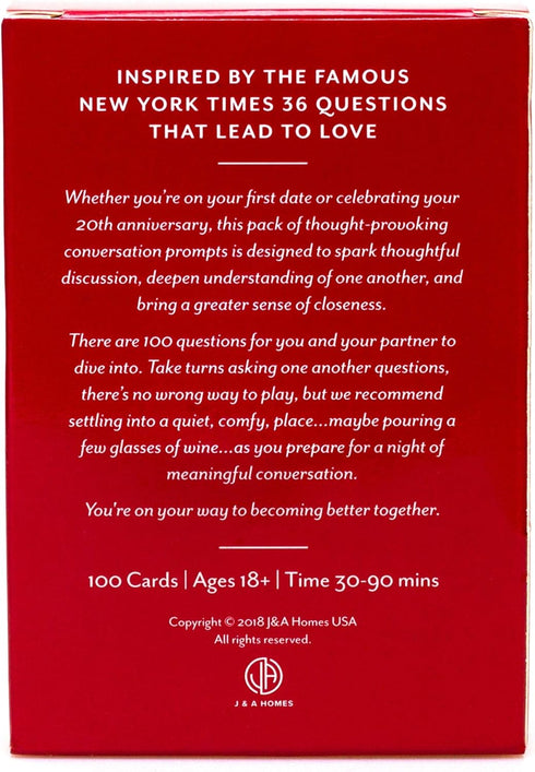 Honest Conversation Starter Couple Games - 100 Deep & Romantic Questions Card Games for Couples Date Night Gifts