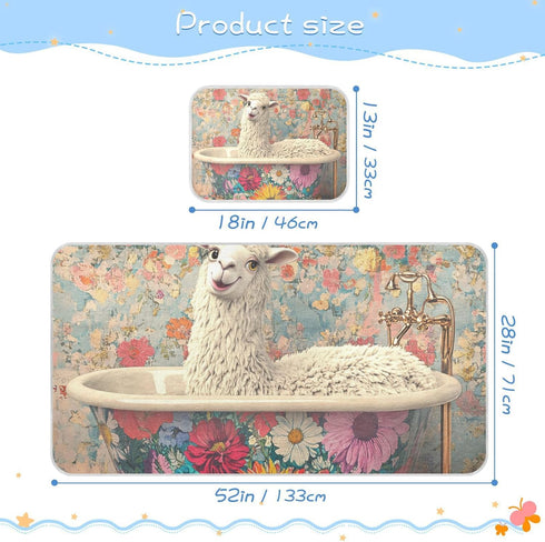 WDdZzyy 28" 52" Cartoon Llama Retro Bathtub Cooling Baby Bed Mattress x Washable Padded Crib for Kids, Adult