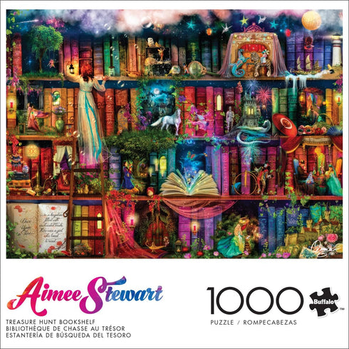 1000 26.75 19.75 Buffalo Games - Aimee Stewart - Treasure Hunt Bookshelf - Piece Jigsaw Puzzle for Adults -Challenging