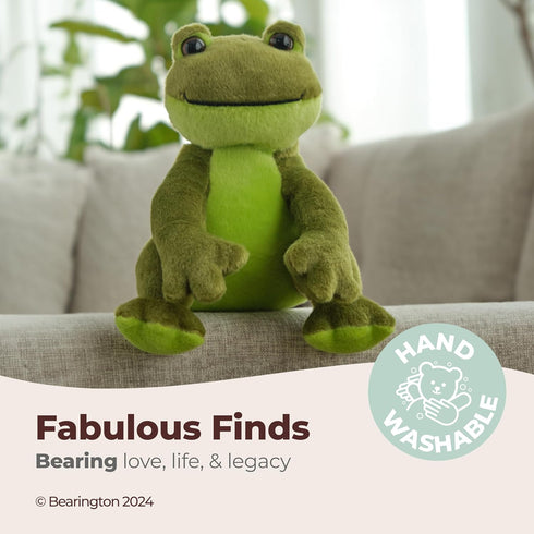 8.5" Bearington Ribbity Plush Frog Stuffed Animal - Realistic Soft Green Tree Body Frog Plushie with Beanbag Weight