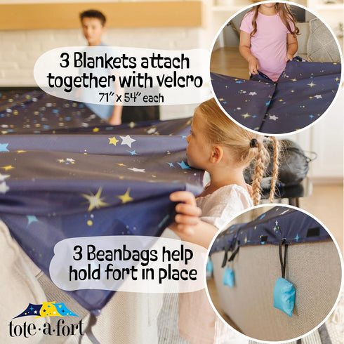 TOTEAFORT Starry Blanket Fort Building Kit for Kids Ages 4-12, Portable Playhouse Toy Set