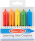 Melissa & Doug Learning Mat Crayons - 5 Colors Set