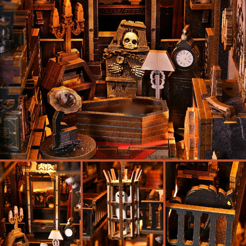 TOYQI DIY Book Nook Kit, Miniature House Dollhouse Kit for Adult and Teens, Book Nook Kits for Adults, Spooky Creepy