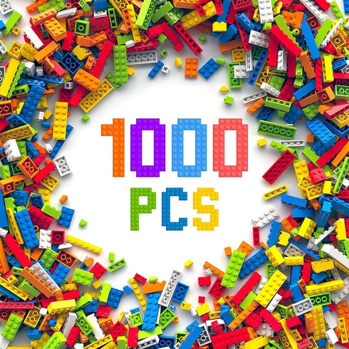 1,000 PCS Building Blocks Bulk Set, Classic Building Blocks Kit Compatible with All Major Brands for Kids