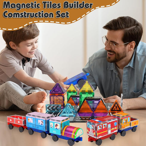 Set Set Set 3 4 5 6 7 8+ Magnetic Tiles Cars Construction Magnet Tiles Bricks Truck Expansion Sensory Toys, Educational