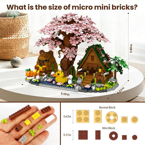 STUDYBOCKS Sets 2280PCS 8+ Capybara Cherry Blossom Bonsai Tree House Building for Adults & Kids - Micro Mini Blocks