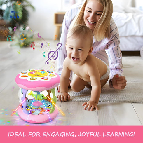 12 Tummy 12-18 1 2 3 Baby Girl Toys Months, Musical Rotating Light Up Infant Toys Time for Infant Months, Crawling