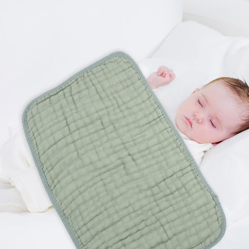 MUELODSIC 6-Layer 2550cm Set 6 Cotton Towels Muslin Burp Cloths Soft Washcloths for Newborns Dark Green of for Bathing