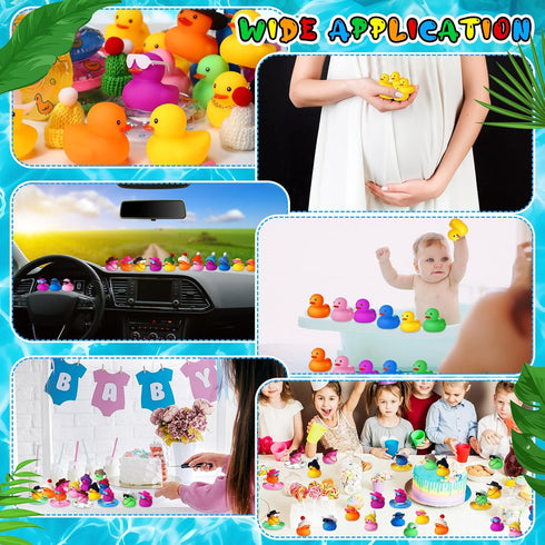 Sratte 140 Pcs Rubber Mini Duck Bulk, Halloween Rubber Ducks for Car Decor, Bath Toy, Little Duck, Sunglasses,