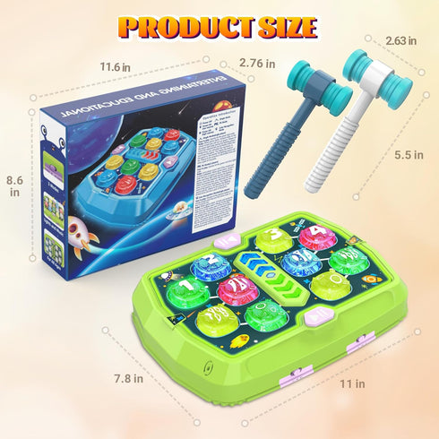3 4 5 6+ 2 Hammers, 3 3-8 Whack Game Mole Toy for Toddler, Toys for Year Old Boys/Girls, Interactive Educational