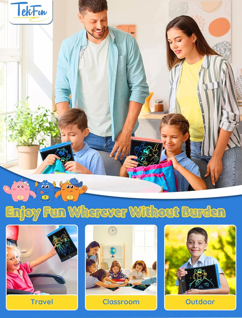 TEKFUN 8.5in 2 Pack LCD Writing Tablet for Kids, Doodle Board with Anti-Lost Stylus, Educational Gift for Ages 3-7