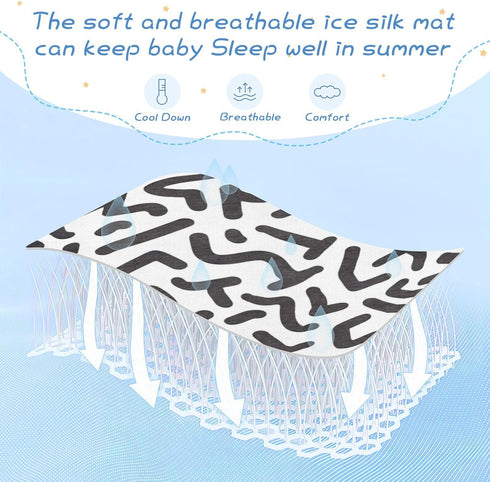 SyXIOP 28" 52" Black Abstract Irregular Lines Cooling Baby Crib Mattress Protector x Absorbent Bed Pads Washable