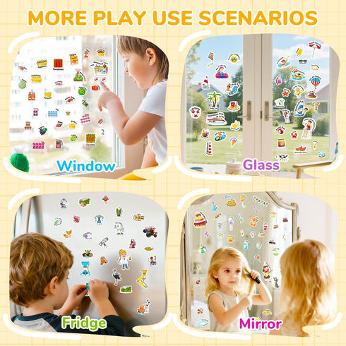 6 Sets 1-3, 2-4, 3 4 5 6 Reusable Sticker Book for Toddlers Jelly Stickers Book for Kids Travel Sticker Activity Toys