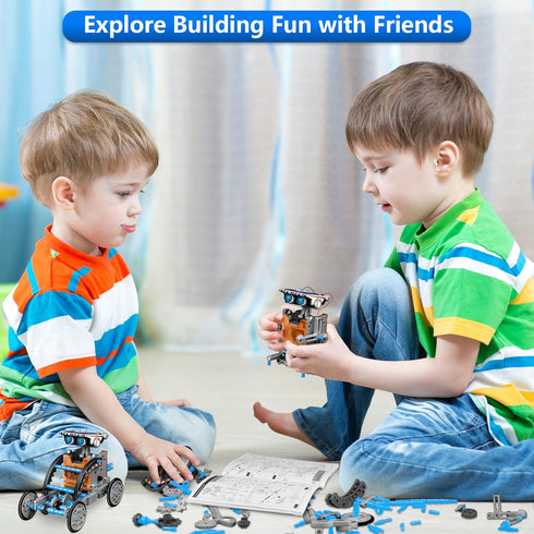 13-in-1 Solar Robot Toys for Ages 8-12, STEM Science Kits for Kids, Building Experiments Robotics Kit (Gray)