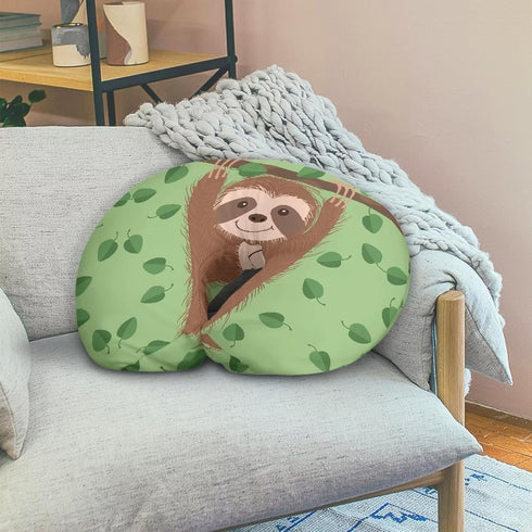GIFTPUZZ Sloth Pattern Polyester Pillow Slipcovers for Breastfeeding Moms, Cartoon Nursing Pillow Cover Stretchy