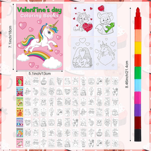 28 28 Funrous Pcs Valentine's Day Coloring Books for Kids Bulk with Stacking Crayons Valentines Activity Books