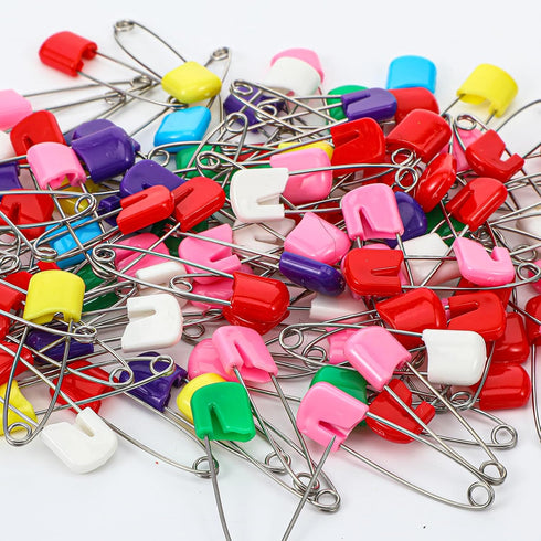 Yolev 100 (7 Pcs Diaper Pins Baby Safety Pins Plastic Head Baby Diaper Pins for Cloth Diapers with Safe Locking Colors)