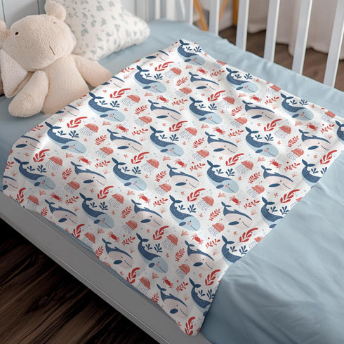SqtmuHLuo 60x80inch Whale Baby Blanket for Boys Girls Sea Animal Jellyfish Ocean Creature Flannel Crib Blankets