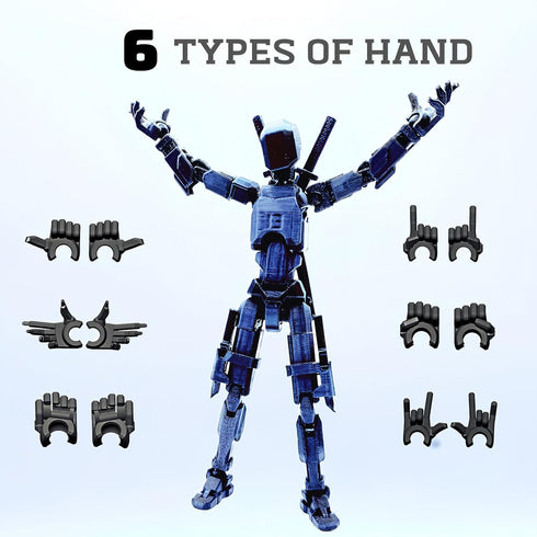 Pre-Assembly 3D Printed 5.54'' Dummy13 Action Figure - Multi-Jointed Tian13 Desktop Decoration, 12 in 1 Accessories