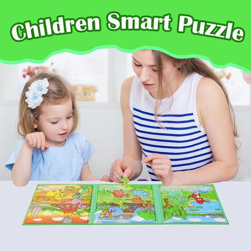 Magnetic Puzzles for Toddlers 3-5, 36 Pieces Dinosaur Toys, Learning Educational Games