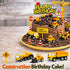 25Pcs Bulldozer HERCOCCI Construction Cake Topper, Excavator Tower Cupcake Topper Backhoe Traffic Road Sign Cake Decor