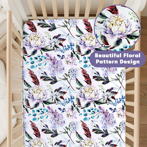 Set, Crib Sheets for Girls Boys, HNHUAMING Ultra Soft Neutral Crib Fitted Sheets, Boho Breathable Universal Crib & Baby