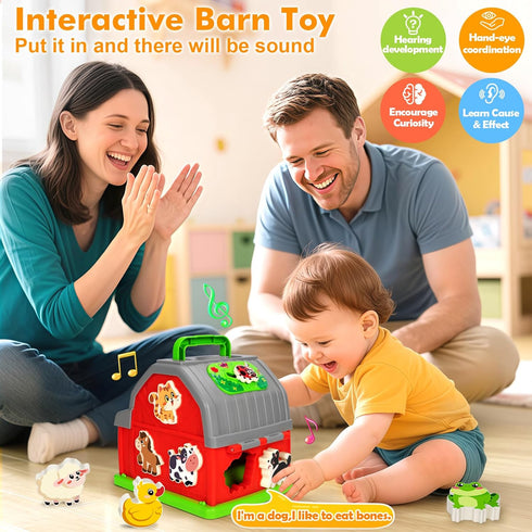 1 2 3 1-3, 12-18 Ellinjan Montessori Learning Toys for Year Old Boys Girls, Musical Farm Animals for Toddlers