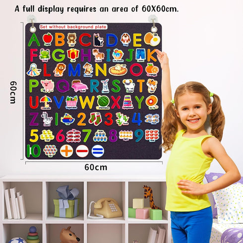 Felt Learning Letters and Numbers, 75 Felt Board Pieces for Alphabet ABC Learning for Toddlers, Kindergarten