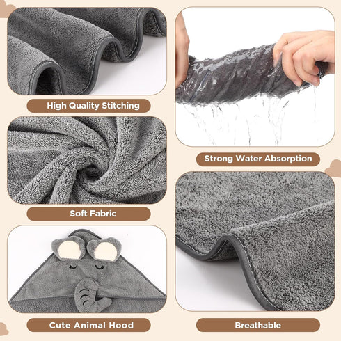 6 Pack 31.5 31.5 Inch SmoothNovelty Baby Hooded Towels Infants and Toddlers Coral Fleece Baby Bath Towels x Absorbent
