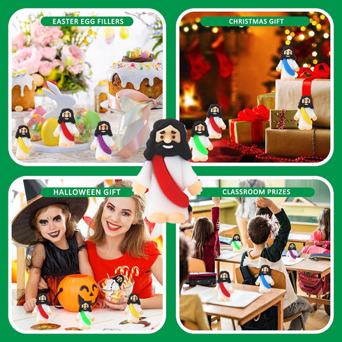 25Pcs URSKYTOUS Little Jesus Figures Bulk Mini Jesus Figurines Tiny Small Rubber Baby Jesus Toys to Hide Cute Pocket