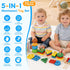 FlufiFiea 6-18 5-in-1 Set 1-3 Baby Toys for Months, Montessori Educational Toy with Soft Teething Toy Stacking Blocks