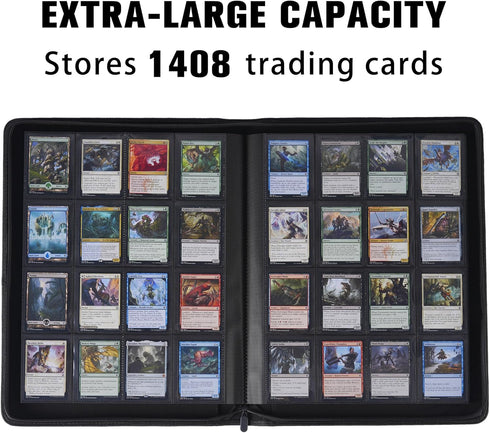 16 1408 44 Album Card Binder Pocket,Trading Card Binder Holds up to Cards with Sleeves,Zipper Card Holder Compatible