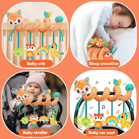 0 3 6 9 10 12 GKDOMS Baby Car Seat Toys Activity Stroller Toy for Boys Girls Months, Spiral Hanging Plush Toys, Baby