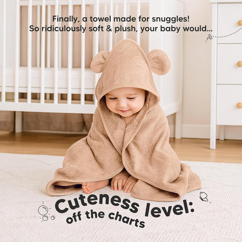 2-Pack 30x30 KeaBabies Hooded Baby Towels for Newborn - Soft & Absorbent Viscose from Bamboo Baby Bath Towels with Hood
