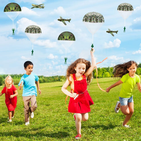 30 Set, Jerify Pcs Parachute Toys and Camouflage Foam Airplanes Parachute Army Men Toys for Kids Army Hand Throwing