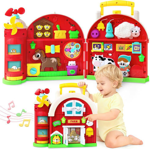 polokping 1 2 1-3, 12-18 1+ Montessori Farm Busy Board, Motor Skills Developmental Toys for Year Old Boy Girl Gifts